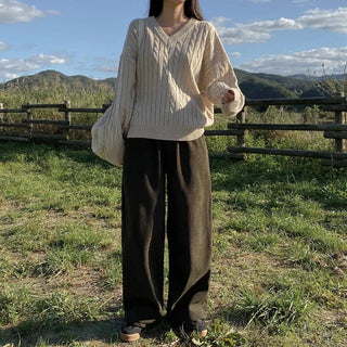 Brushed corduroy wide-leg training pants