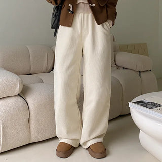 Brushed corduroy wide-leg training pants