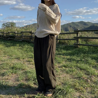 Brushed corduroy wide-leg training pants