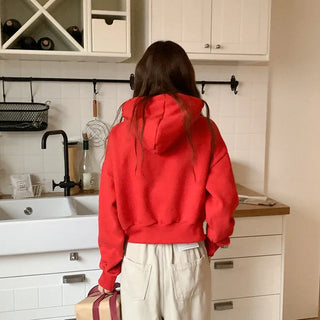 Fleece-lined cropped hooded parka