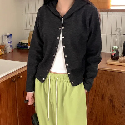 [Brushed Fleece] Casual Hooded Cardigan