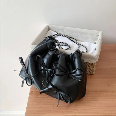 Ribbon Ballet Core Shirring Chain Shoulder Bag (6 colors)