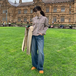 Washed wide-leg denim pants