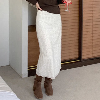 Lace knit long skirt