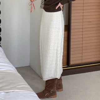Lace knit long skirt
