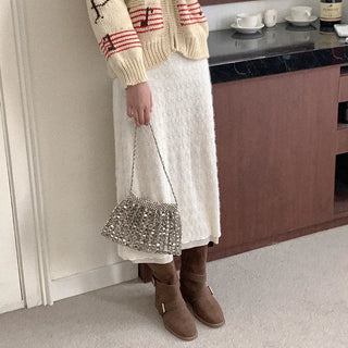 Lace knit long skirt