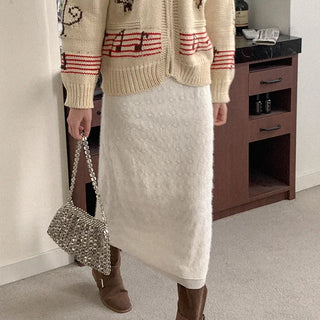 Lace knit long skirt
