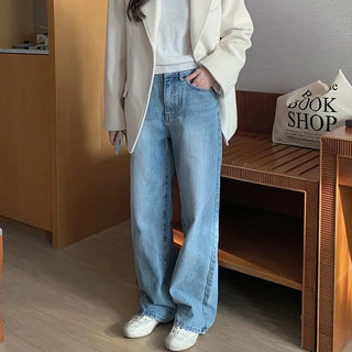 Washed wide denim pants