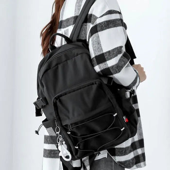 [Teddy Bear Keyring Set] String Casual Backpack (4 colors)