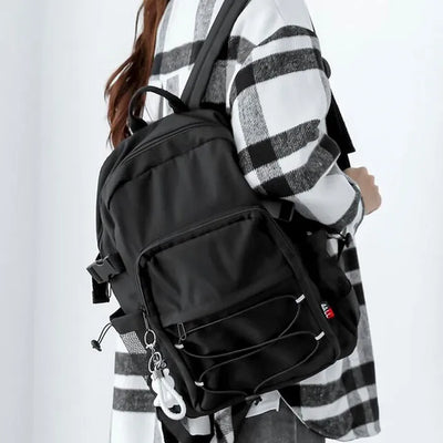 [Teddy Bear Keyring Set] String Casual Backpack (4 colors)