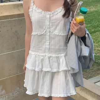 Layered ruffle camisole dress
