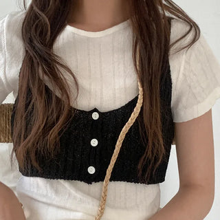 Button-up knit bustier
