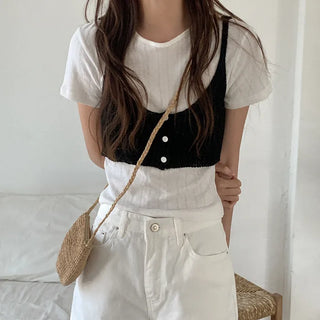 Button-up knit bustier
