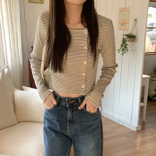 Border Asymmetrical Button Cardigan