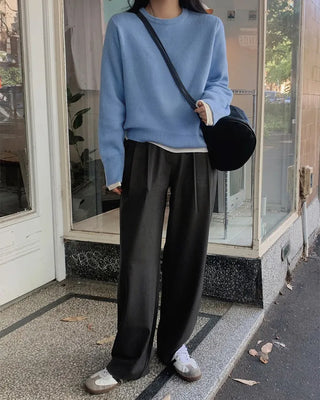 (round neck/v-neck) Soft round knit - 9 colors