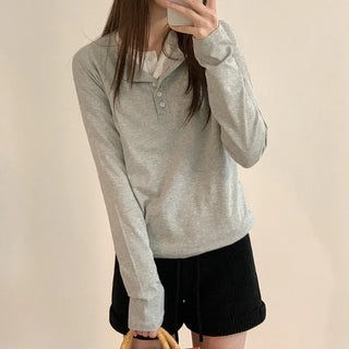 Modal button-up long-sleeved T-shirt