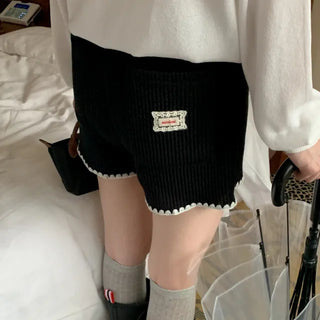 Elastic stitch ribbed shorts