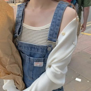 Cargo denim overalls