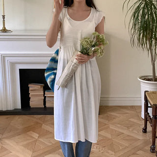 Lace Button Long Dress