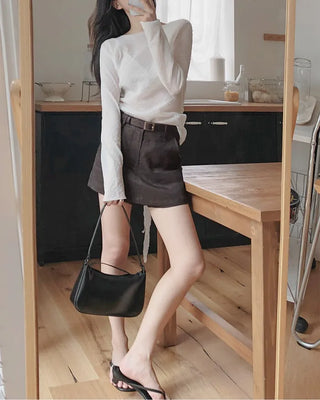 Linen mini skirt pants