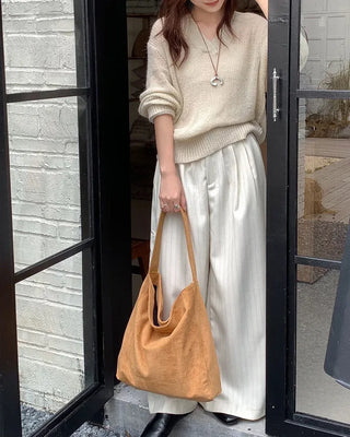[A must-have for those who carry a lot of belongings] Suede Big Tote Bag/Shoulder Bag