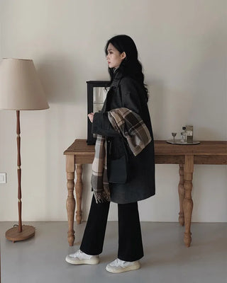 Warm fleece-lined semi-bootcut slacks