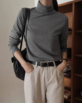 Striped turtleneck T-shirt
