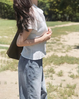 Striped short-sleeved shirt