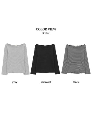 STRIPE LOOSE OFF SHOULDER TEE (3color)
