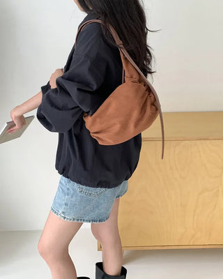 Suede Shirring Mini Tote Bag/Shoulder Bag