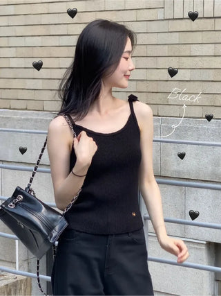 Ribbon ribbed camisole (5cm)