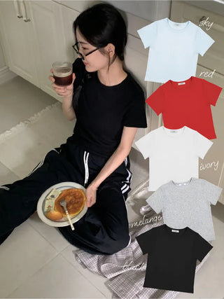 [5 colors] Round inner modal short-sleeved T-shirt