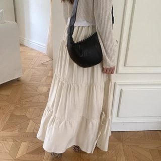 Ribbon tiered long skirt