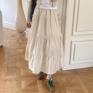 Ribbon tiered long skirt