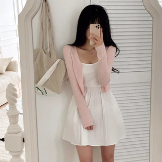 Sleeveless layered bustier oversized flared skirt dress
