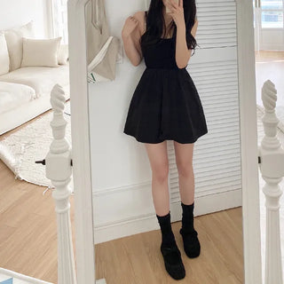 Sleeveless layered bustier oversized flared skirt dress