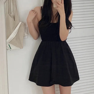 Sleeveless layered bustier oversized flared skirt dress