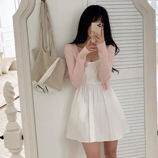 Sleeveless layered bustier oversized flared skirt dress