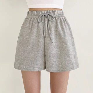 Wide training cotton 5/8 length high-waist elastic shorts