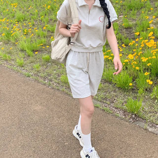 Wide training cotton 5/8 length high-waist elastic shorts