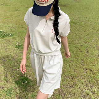 Wide training cotton 5/8 length high-waist elastic shorts