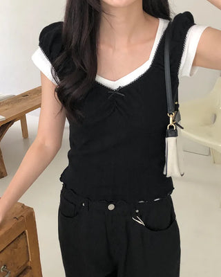 Shirred sleeveless blouse