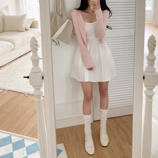 Sleeveless layered bustier oversized flared skirt dress