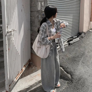 See-through oversized check shirt