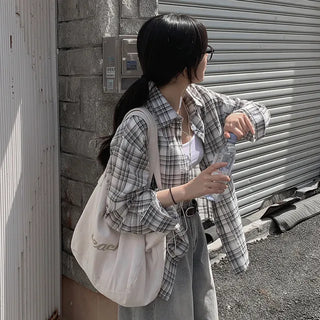 See-through oversized check shirt