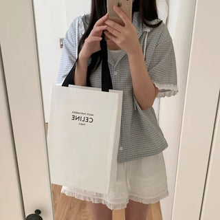 Lace frill check hooded short-sleeved shirt