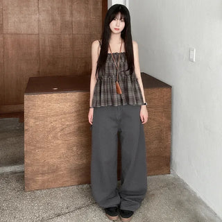 Frilled check sleeveless top