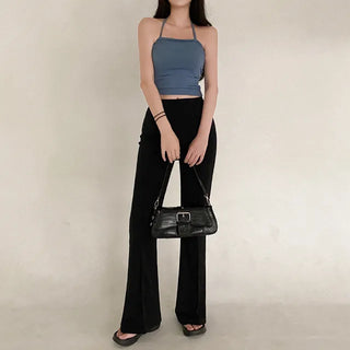 Y2K Summer Ribbon Halter Neck Cropped Layered Sleeveless