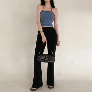 Y2K Summer Ribbon Halter Neck Cropped Layered Sleeveless