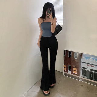 Y2K Summer Ribbon Halter Neck Cropped Layered Sleeveless